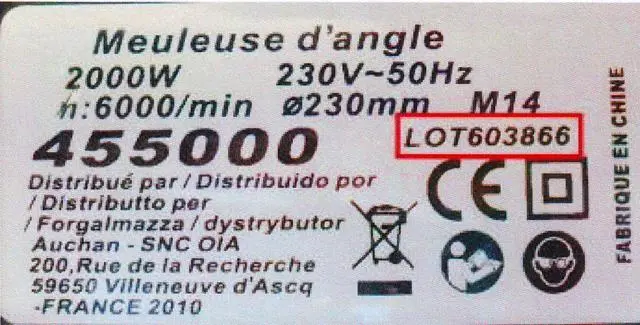 Foto do aviso oficial: Technipro Moedor angular — risco: Choque elétrico