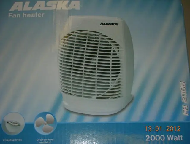 Photo from the official notice: ALASKA fan heater — burns & electric shock risk