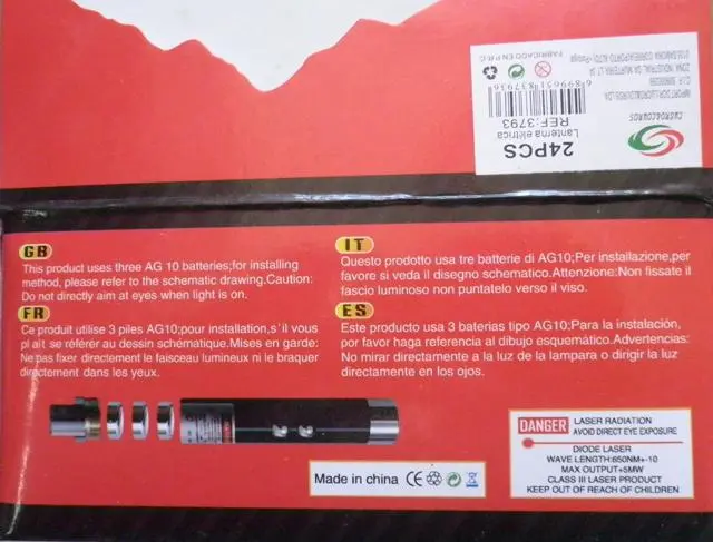 Photo from the official notice: Laser pointer "Laser LED Light" — damage to sight risk