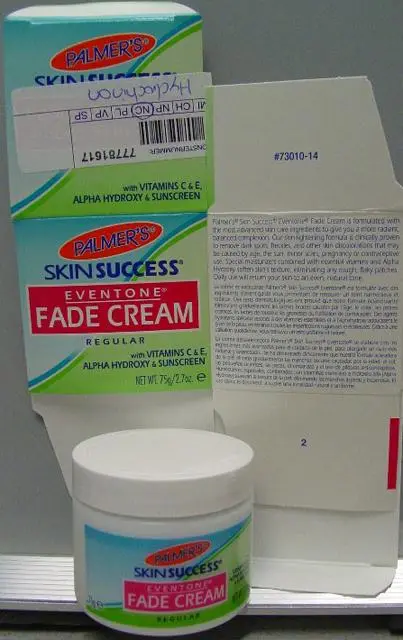 Photo de l’avis officiel: Palmer's Produit d’éclaircissement de la peau «Skin Success Fade Cream» — risque: Risque chimique