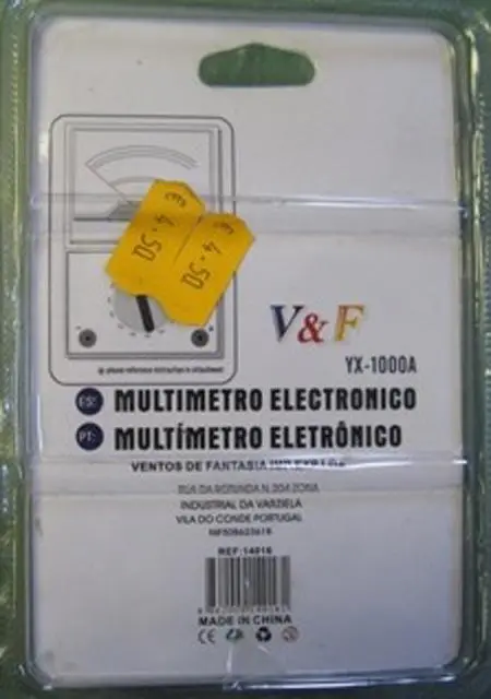 Foto do aviso oficial: V&amp;F Multímetro eletrônico «MULTÍMETRO Eletrónico» — risco: Choque elétrico