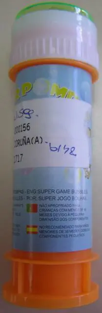 Photo from the official notice: SUPER POMPAS soap bubble toy "espumola" — microbiological risk