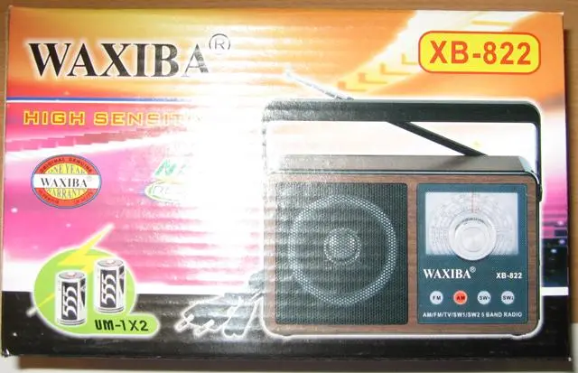 Foto uit de officiële melding: Waxiba Draagbare radio "Radio — Hoge gevoeligheid Antenne — — risico: Elektrische schok & Brand