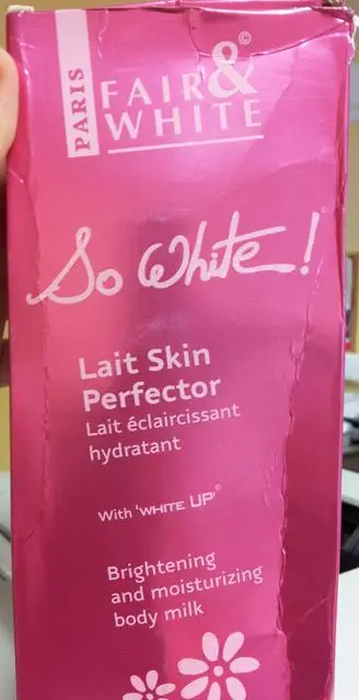 Foto do aviso oficial: Fair and White Leite corporal «Lait Skin Perfector» — risco: Químico