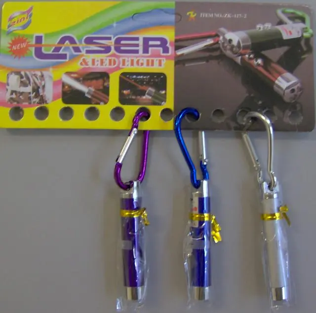Photo from the official notice: ZINI laser pointer key-holder "new laser &amp; led light" — damage to sight risk