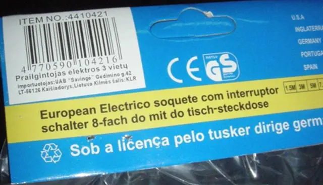 Foto do aviso oficial: European Electrico Soquete com Interruptor Chumbo de extensão — risco: Choque elétrico