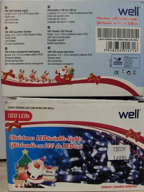 Foto do aviso oficial: Well Christmas LED Twinkle Lights Corrente de iluminação — risco: Queimaduras & Choque elétrico (A12/1086/12)
