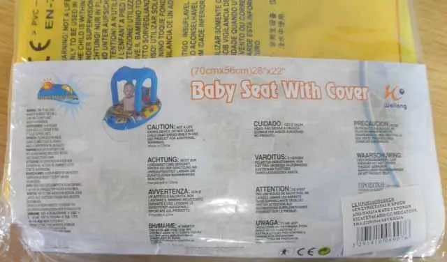 Photo from the official notice: Weilong Sun Attraction - Baby seat with cover — drowning risk