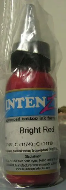 Foto do aviso oficial: Intenze Bright red Tinta de tatuagem — risco: Químico (A12/1232/12)