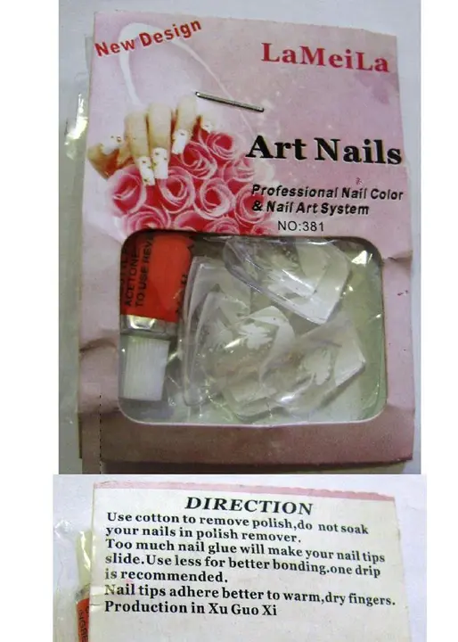 Foto aus der offiziellen Meldung: 1. Mei Jia Er 2. LaMeiLa 3. SPL 4. Xi 1. – 5.: Art Nails Professional Nail Color &amp; Nail Art System Falsche — Risiko: Chemikalie