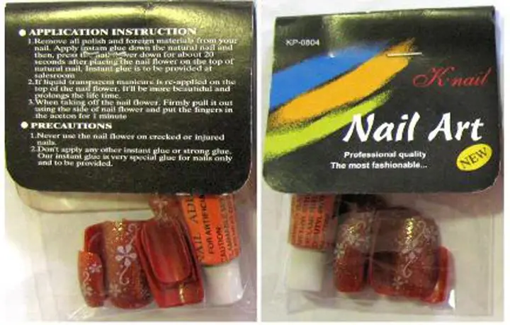 Photo de l’avis officiel: K.nail 1. Nail Art, Beautiful Nails of Charming Ladies2. Nail Art, Professional quality 3. Perf Faux ongles &a — risque: Risque chimique