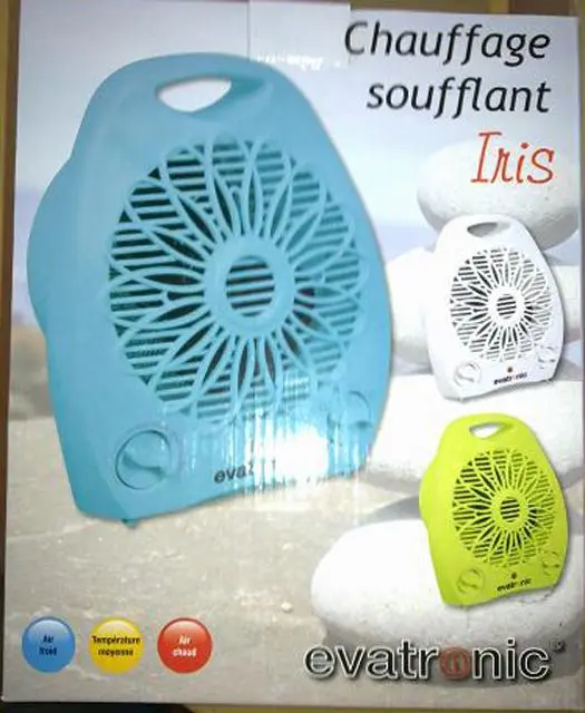 Foto uit de officiële melding: Evatronic Chauffage Soufflant Iris Ventilatorverwarmer  &amp; #13; — risico: Brand