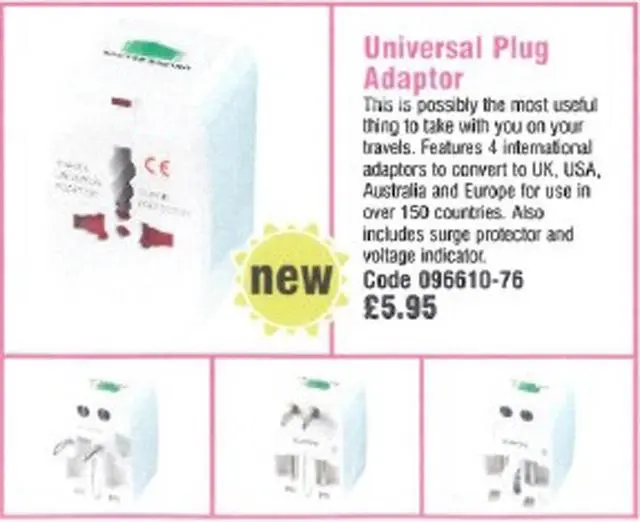 Foto uit de officiële melding: Universal Plug Adaptor De adapter van de reisstop  &amp; #13; — risico: Elektrische schok