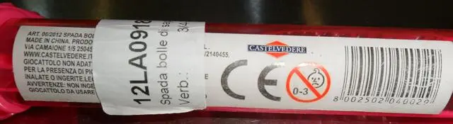 Photo from the official notice: CASTELVEDERE soap bubbles — microbiological risk
