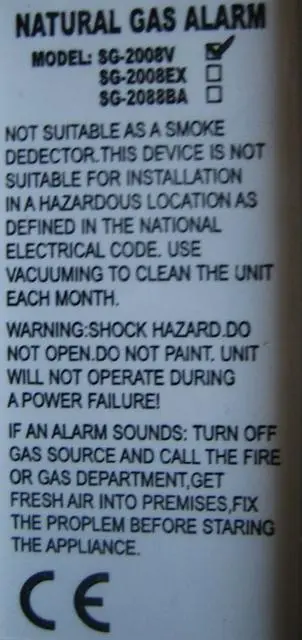 Photo from the official notice: Mentavill Natural Gas Alarm gas detector / alarm — electric shock risk