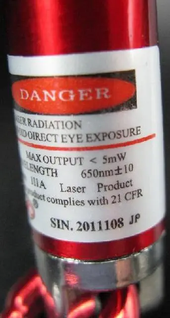 Foto uit de officiële melding: Laser &amp; LED Light Laserpointer  &amp; #13; — risico: Aantasting van het gezichtsvermogen (A12/1441/12)