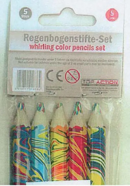 Foto uit de officiële melding: Top Action Regenbogenstifte-Set [rainbow pencils set] Kleurpotloden — risico: Chemische risico's