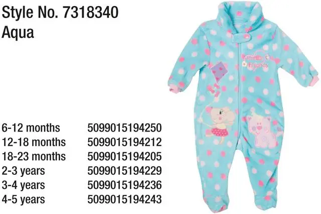 Photo from the official notice: St. Bernard Baby Pink, Blue/Red, Aqua and Navy. pyjama suit — choking risk