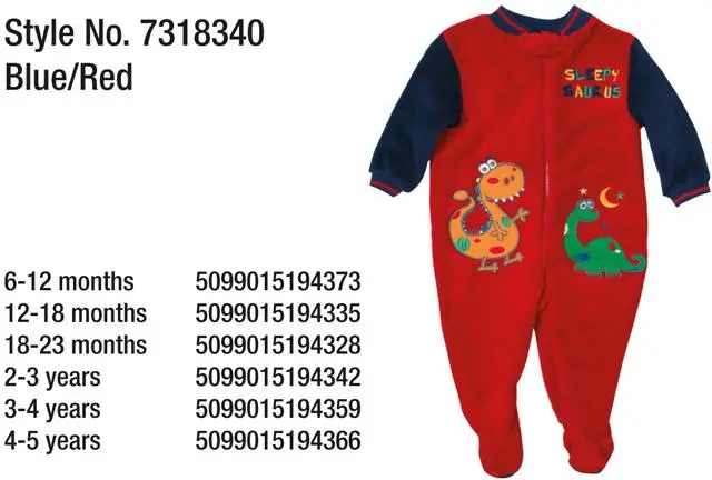 Photo from the official notice: St. Bernard Baby Pink, Blue/Red, Aqua and Navy. pyjama suit — choking risk