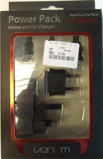 Photo from the official notice: Venom Power Pack Home and Car Charger mains adaptor — electric shock risk (A12/1712/12)
