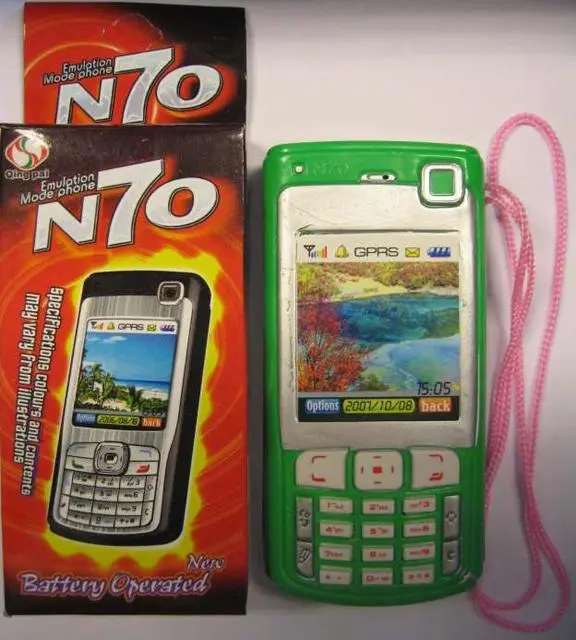 Foto dell’avviso ufficiale: Qing Pal 1. Emulation mode phone N70, 2. New edition Emulation mode 3230 Telefono cellulare giocattolo &amp; # — rischio: Lesioni uditive