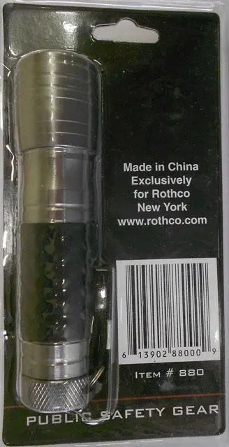Foto aus der offiziellen Meldung: Rothco 8 L.E.D. FLASHLIGHT &amp; LASER POINTER w/BLACK GRIP Laserpointer &amp; #13; &amp; # #13; — Risiko: Sehschaden