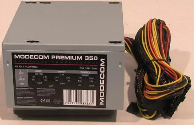 Photo from the official notice: Modecom Premium 350 mains power supply — electric shock risk