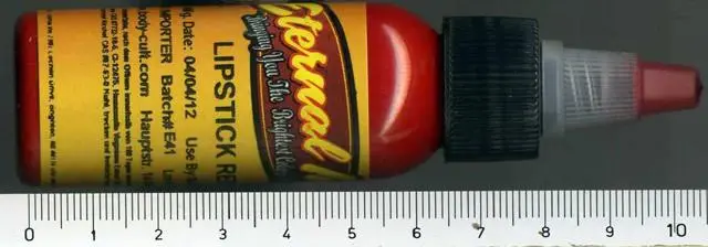 Foto dell’avviso ufficiale: Eternal Ink Lipstick Red Inchiostro del tatuaggio — rischio: Rischio chimico (A12/1775/12)