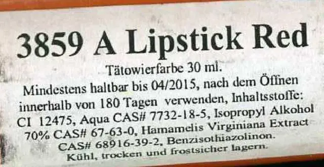 Foto dell’avviso ufficiale: Eternal Ink Lipstick Red Inchiostro del tatuaggio — rischio: Rischio chimico (A12/1775/12)