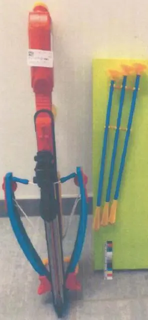 Foto do aviso oficial: King Sport Crossbow Set Conjunto de besta de brinquedo — risco: Ferimentos