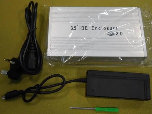 Photo from the official notice: 3.5" HDD External Case — electric shock & fire risk