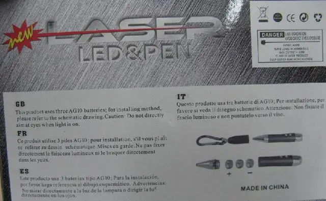 Foto aus der offiziellen Meldung: Laser LED &amp; Pen Laserpointer — Risiko: Sehschaden