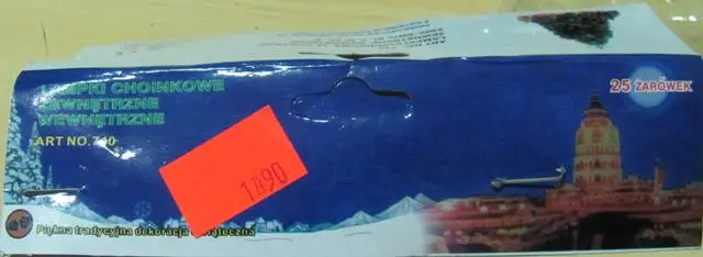 Photo from the official notice: Lampki Choinkowe 25 Zarówek lighting chain — fire risk