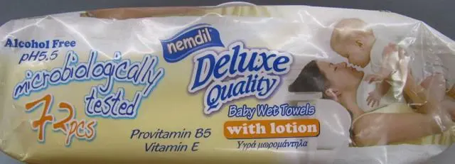 Foto dell’avviso ufficiale: nemdil Baby Wet Towels with lotion, Deluxe Quality Salviette per bambini &amp; #13; &amp; #13; — rischio: Rischio chimico