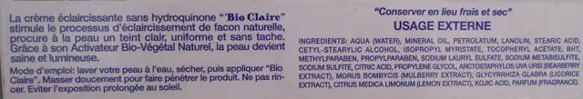 Photo de l’avis officiel: Bio Claire Produit d’éclaircissement de la peau et #13; &amp;#13; — risque: Risque chimique