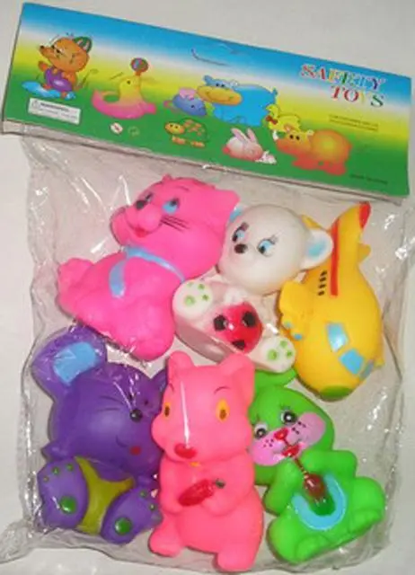 Foto uit de officiële melding: Safety Toys Plastic badspeelgoed — risico: Chemische risico's & Gehoorschade