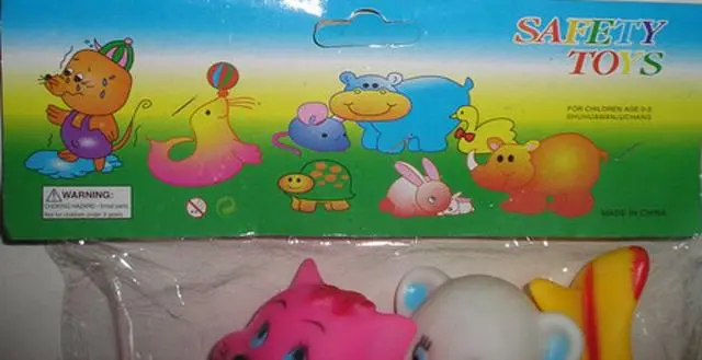 Foto uit de officiële melding: Safety Toys Plastic badspeelgoed — risico: Chemische risico's & Gehoorschade