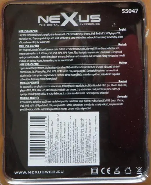 Foto do aviso oficial: NEXUS Mini Usb Adapter Adaptador de rede — risco: Choque elétrico