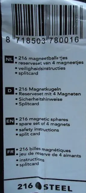 Photo de l’avis officiel: Neoclicks Magnetic Brainpuzzle Jouet magnétique — risque: Étouffement & Blessures