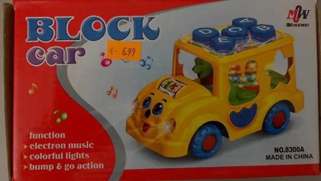 Foto do aviso oficial: Mingwei Block car Carro de brinquedo — risco: Engasgamento