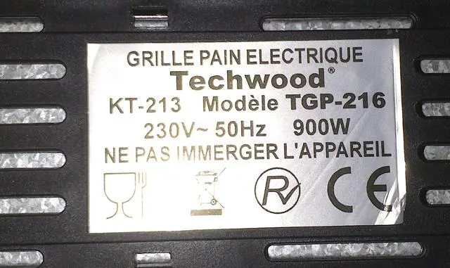 Foto do aviso oficial: Techwood Grille Pain Torradeira — risco: Choque elétrico