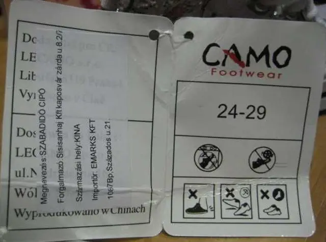 Foto do aviso oficial: CAMO Sapatos infantis — risco: Engasgamento