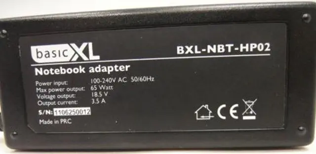 Photo de l’avis officiel: basicXL Notebook adapter Alimentation électrique — risque: Choc électrique