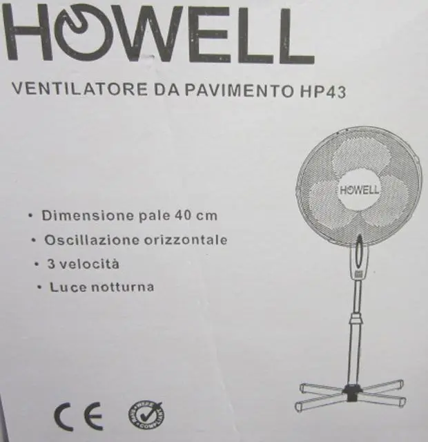 Foto dell’avviso ufficiale: Howell Ventilatore da Pavimento Ventilatore elettrico — rischio: Scossa elettrica & Lesioni