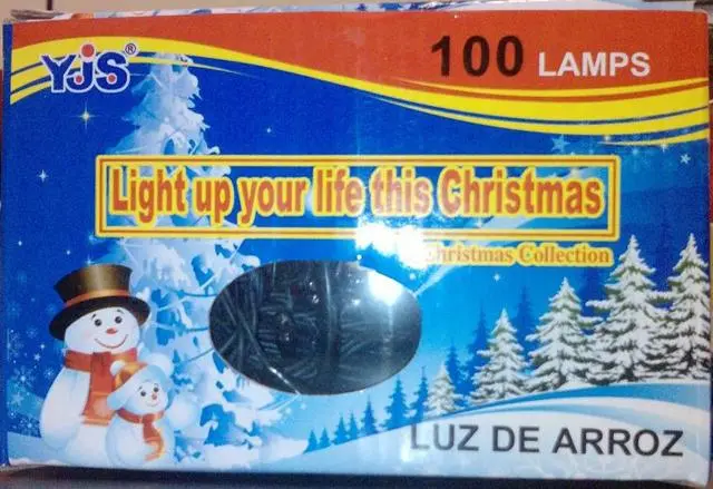 Foto do aviso oficial: YJS Luz de Arroz, Christmas Collection Corrente de iluminação de Natal — risco: Choque elétrico & Incêndio