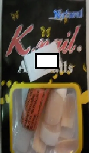 Photo from the official notice: K.nail Art Nails false nails — chemical risk (A12/0454/13)