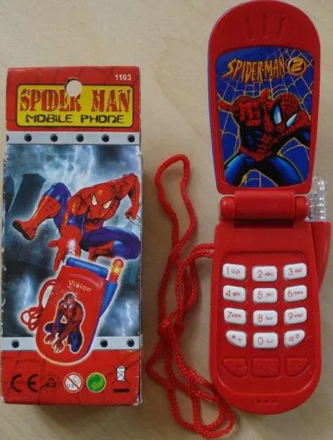 Photo de l’avis officiel: Qunxing Spider Man Mobile Phone (THE PRODUCT MAY BE COUNTERFEIT). Téléphone portable Toy — risque: Lésions auditives