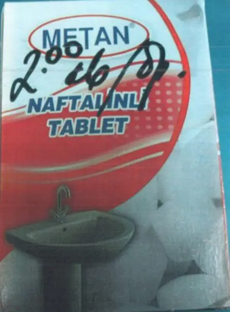 Photo de l’avis officiel: METAN Naftalinli Tablet Naphtalène &amp; #13;#13; — risque: Étouffement