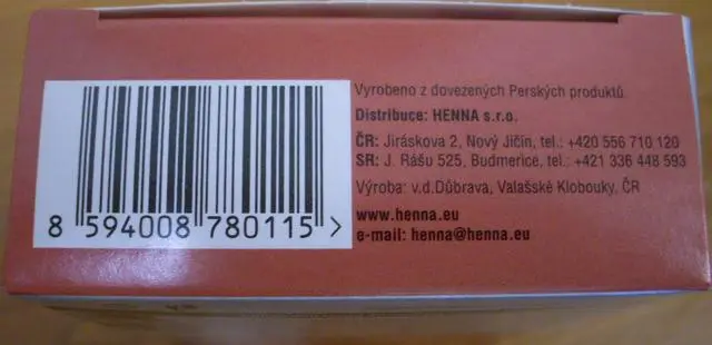 Foto aus der offiziellen Meldung: Henna Henna black, Henna gold blond, Henna coppery red Natürliche Haarfarbe &amp; # #13; &amp; # #13; — Risiko: Mikrobiologisches Risiko