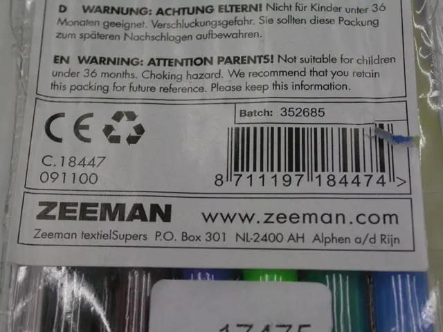 Foto dell’avviso ufficiale: Zeeman Felt-tip pens Penne colore acqua — rischio: Rischio chimico